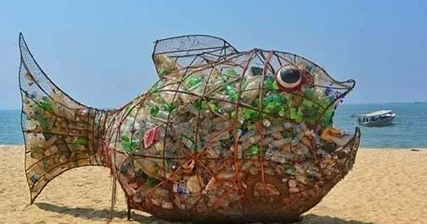 All It Took To Clean Up This Beach Was A Fish Sculpture Called 'GOBY'