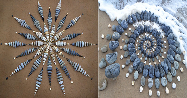 Land Artist Surprises Beach Goers By Leaving Striking Stone Arrangements Along the Coast(8 Pictures)