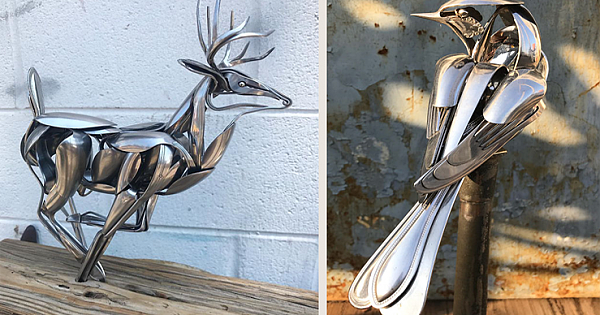 Artist Turns Out-Of-Use Silverware Into Beautiful Sculpture Creations