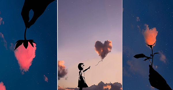 Artist Uses Silhouetted Shapes To Turn Colorful Clouds Into Beautiful Scenes