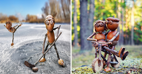 Man Makes Adorable Acorn People And Sends Them On Magical Adventures In The Woods