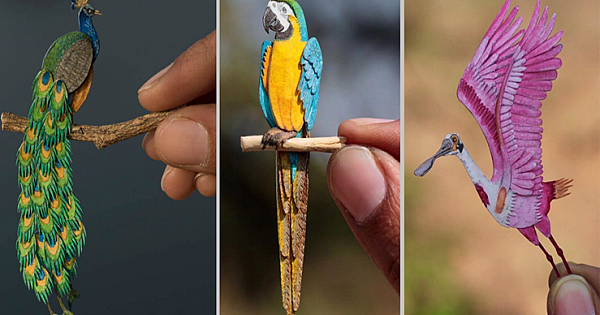 These Artists Spend Entire Year Creating Miniature Paper Birds (28 Pics)