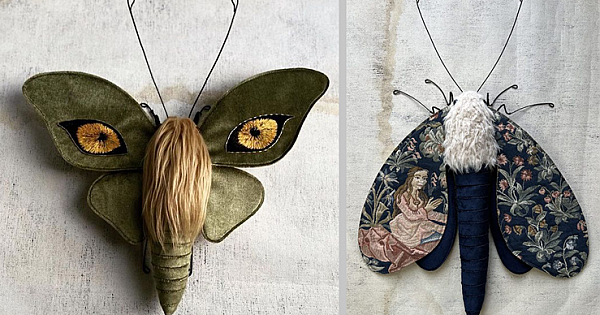 Talented Artist Larysa Bernhardt Embroiders Giant Moths With Beautiful Designs