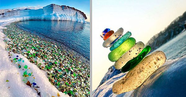 Russians Throw Away Empty Vodka And Beer Bottles, Ocean Turns Them Into Colorful Glass "Pebbles"