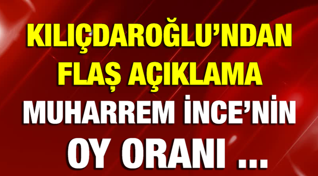 FLAŞ ... Kılıçdaroğlu Muharrem İnce'nin Oy Oranını Açıkladı.