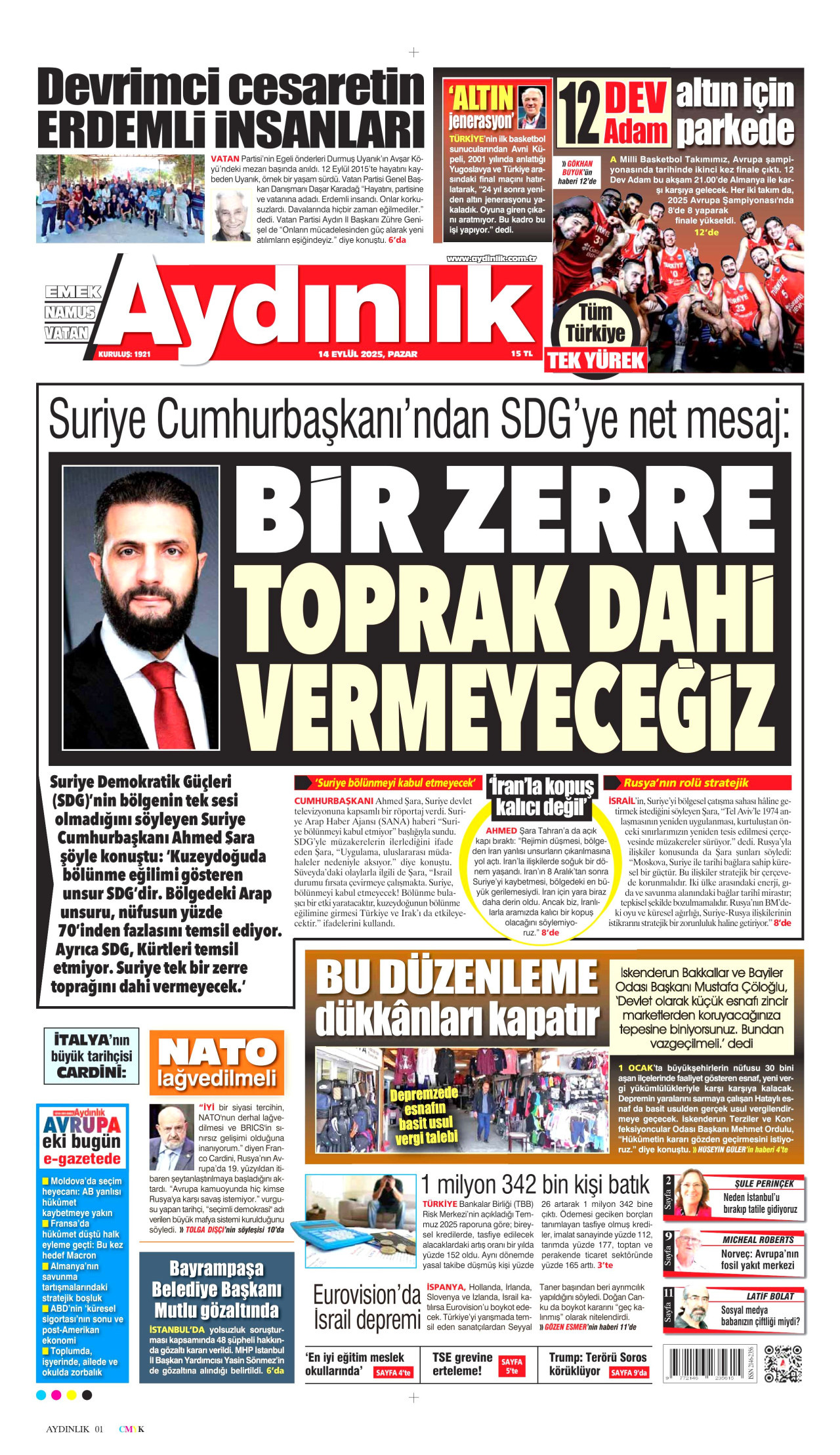 AYDINLIK GAZETESİ Gazete Manşeti