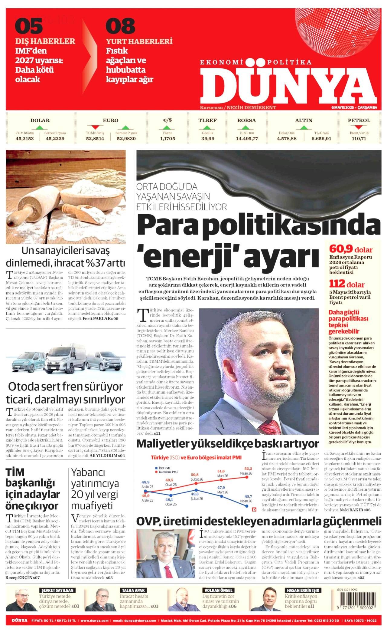 Dünya Gazetesi Gazete Manşeti