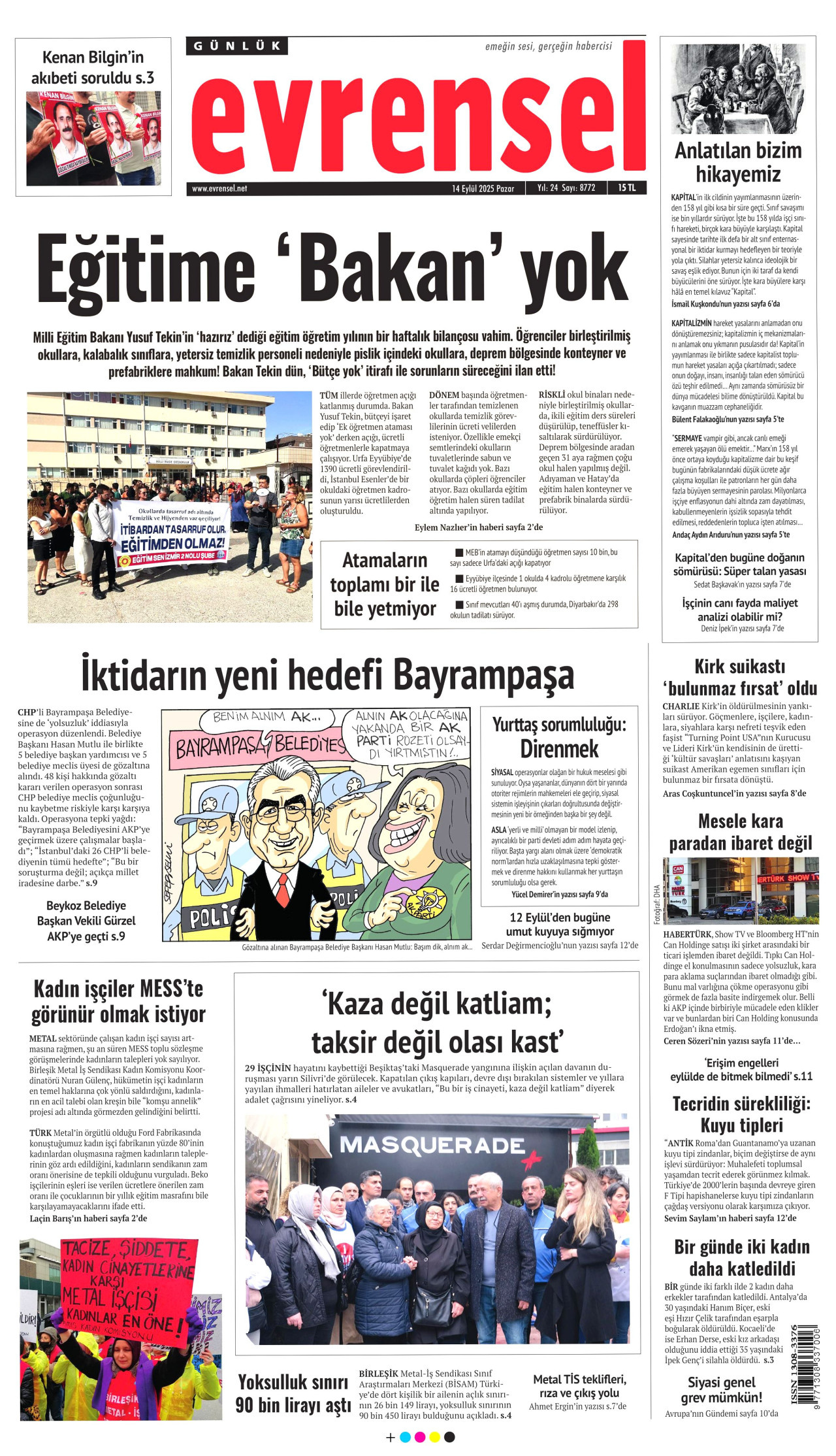 EVRENSEL Gazete Manşeti