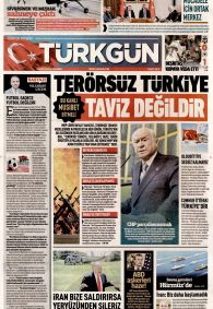 Türkgün Gazetesi Gazete Manşeti