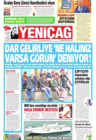 Yeniçağ Gazetesi Gazete Manşeti